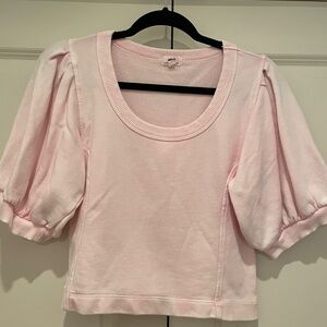AERIE Light Pink Puff Sleeve Women's Top